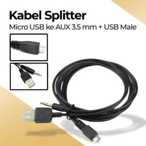 Kabel Splitter Micro USB ke AUX 3.5mm + USB Male - V835 Kabel Splitter Micro USB to Audio Jack 3.5mm Kabel Adapter Micro USB ke AUX Kabel Soundcard V8 V8S Kabel Audio Splitter Micro USB ke Speaker Headset Mic Kabel Converter Micro USB 3.5mm - Gambar 6