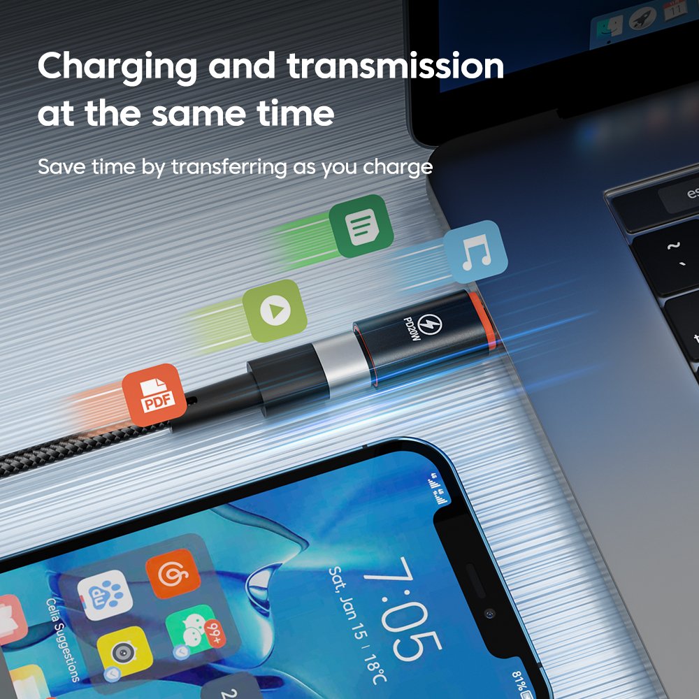 OLAF OL20 OTG USB Type C to Lightning Adapter Converter iPhone Fast Charge PD 20W Kabel Data Charger Transfer Data Smartphone Tablet Laptop Mini 23x11x6mm Black Pengisian Daya Praktis - Gambar 7