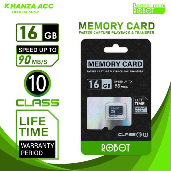 Memori Micro SD Robot 16gb 16 gb Memory Original MicroSD Memori Kartu Murah Card Class 10 Speed with Package