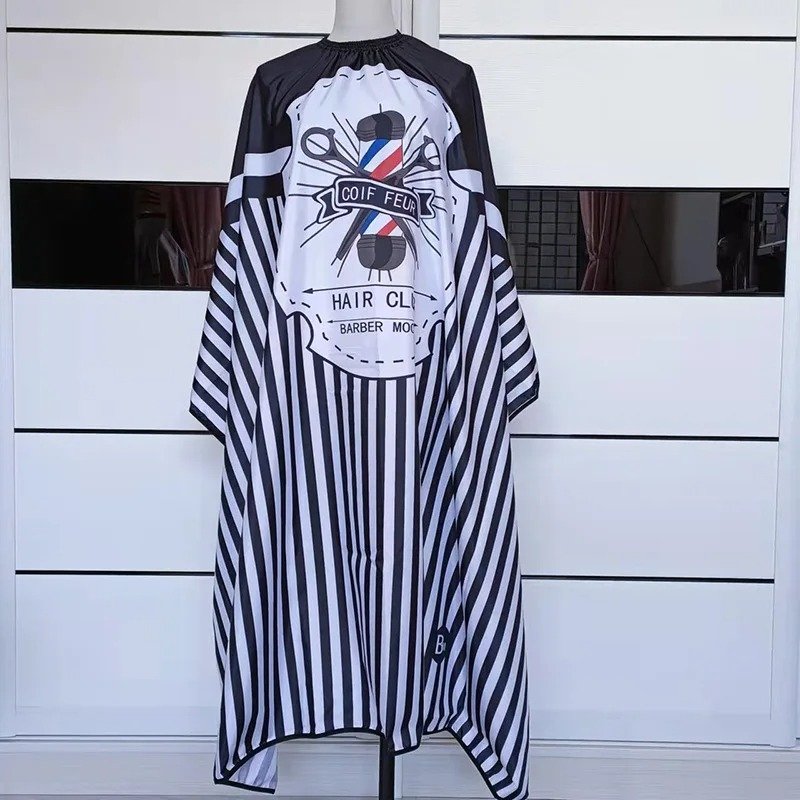 Biutte.co Jubah Apron Potong Rambut WB25 Black White Kip Cape Salon Barbershop Anti Air Anti Static Nilon dengan Karet dan Pengait Leher untuk Melindungi Pakaian Bahu Tangan dan Kaki Saat Haircut Dewasa - Gambar 11