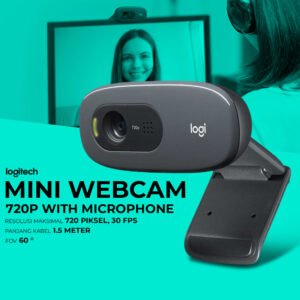 LOGITECH C270 Webcam HD 720p Original Garansi Resmi - Kamera Laptop PC Komputer Eksternal Wide Screen Auto Light Correction - Webcam External Mic Noise Reduction untuk Zoom Google Meet Skype Belajar Online Kerja Kantor Live Streaming Windows Mac OS - Gambar 2