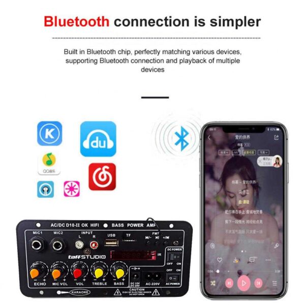 Amplifier Board Digital Screen Bluetooth 400W Ampli Board Audio Ampli Rakitan Papan Amplifier Subwoofer Mic USB Micro SD Karaoke TaffSTUDIO Amplifier Board Audio Bluetooth USB FM Subwoofer DIY 400W - Gambar 3