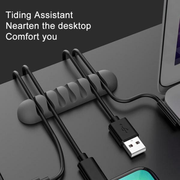 Striveday Cable Organizer Cord Holder Klip Clip Organizer Silicone Kabel Charger USB Di Samping Meja Kantor Belajar Karet Perapih - Gambar 2