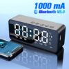 Bannixing Speaker Bluetooth 5.0 Portable Mini Jam Alarm Clock LED with Bluetooth Active Speaker TF AUX FM Super Bass Mirror Cermin G50