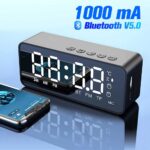 Bannixing Speaker Bluetooth 5.0 Portable Mini Jam Alarm Clock LED with Bluetooth Active Speaker TF AUX FM Super Bass Mirror Cermin G50