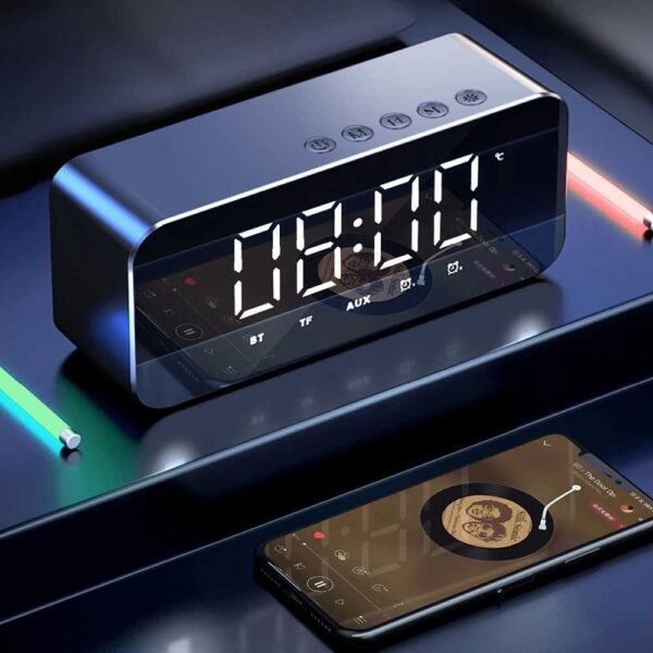 Bannixing Speaker Bluetooth 5.0 Portable Mini Jam Alarm Clock LED with Bluetooth Active Speaker TF AUX FM Super Bass Mirror Cermin G50 - Gambar 3