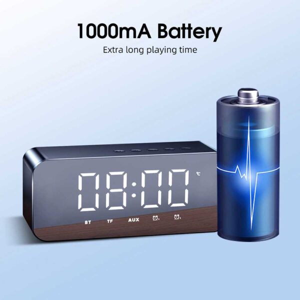 Bannixing Speaker Bluetooth 5.0 Portable Mini Jam Alarm Clock LED with Bluetooth Active Speaker TF AUX FM Super Bass Mirror Cermin G50 - Gambar 5