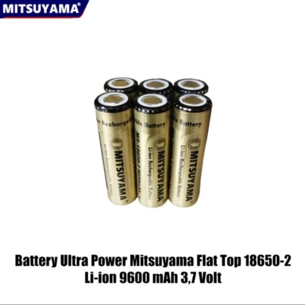 Flat Top Baterai Batere Battery 18650 Mitsuyama MS-18650 9600 mAh 3.7v Senter Kepala Swat Kipas Power Bank Original Batre Charger Batrei Batrai - Gambar 2