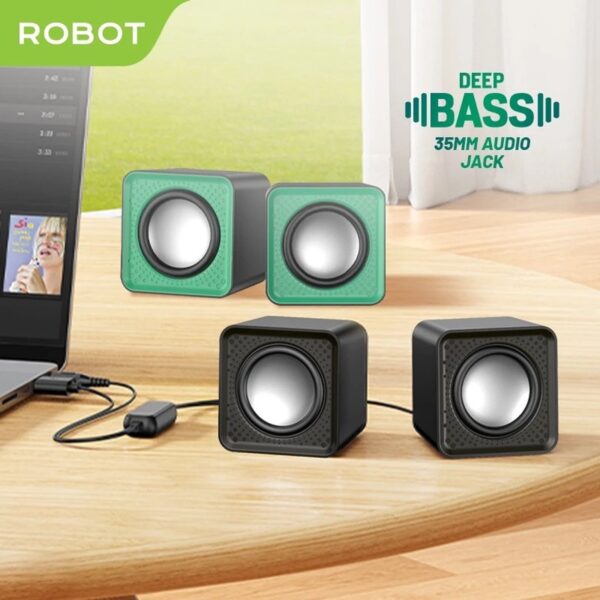 ROBOT Speaker Mini Kabel RS260 Speaker Komputer Laptop PC Deep Bass 3.5mm Aux Audio Usb Jack Portable Music Mini for Gaming