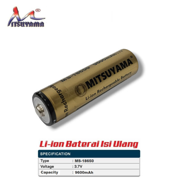 Top Button Baterai Batere Battery 18650 Mitsuyama MS-18650 9600 mAh 3.7v Senter Kepala Swat Kipas Power Bank Original Batre Charger Batrei Batrai - Gambar 3