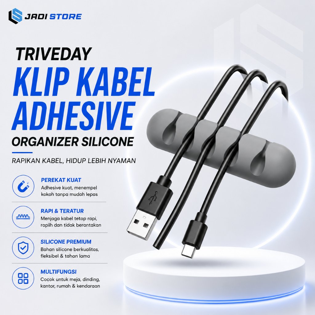 Striveday Klip Kabel Adhesive Organizer Silicone Cable Clip 5 Slot -Black- Striveday Cable Organizer Cord Holder Klip Kabel Charger USB Holder Perekat Meja Kantor Belajar Pengatur Kabel Silicone Klip Karet Perapih Anti Berantakan - Gambar 7