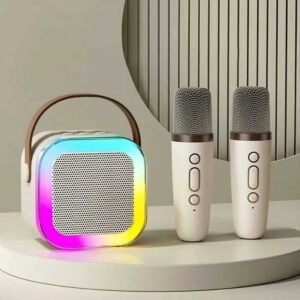 MEODY Speaker Bluetooth Karaoke Portable 5W K12 with 2 Microphone – Speaker Bluetooth Mini Portable Wireless Karaoke LED RGB Full Bass Anak Dewasa Mic Ganda Tanpa Kabel Musik Portable Outdoor Indoor Suara Jernih Powerful - Gambar 6