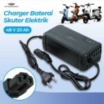 OTOHEROES Adaptor Charger Baterai Converter Aki Motor Skuter 48V 20Ah - YF2021-12 Charger Aki Motor Listrik Sepeda Listrik 48V 20AH Pengisi Daya Accu EU Plug Lampu Indikator Charger Uwinfly Pacific Selis Exotic Goda Genio Casan Motor Listrik Fast Charging Aman