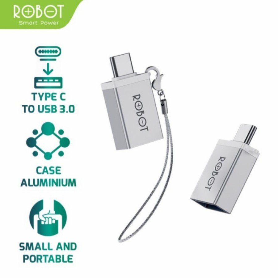 ROBOT RT-OTG04 Adapter OTG Type-C Ke USB 3.0 Original - Converter Data High Speed Dengan Material Aluminium Alloy Solusi Praktis Hubungkan Flashdisk Ke Smartphone Dan Laptop Jadi Store - Gambar 2