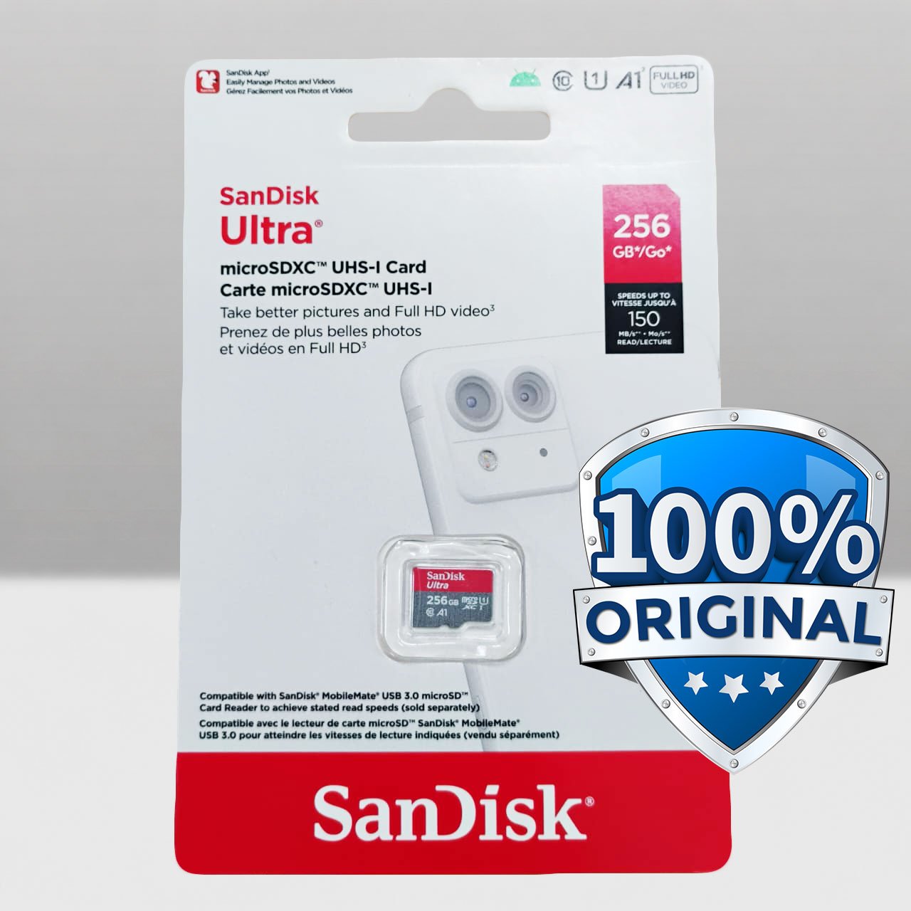 SanDisk Ultra microSDXC 256GB Class 10 A1 150MB/s Kartu Memori Micro SD Original untuk Smartphone Tablet Kamera Android Penyimpanan Foto Video Musik File Transfer Cepat Kompatibel microSDXC Tahan Air Suhu dan X-Ray - Gambar 6