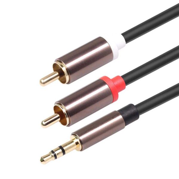 2 Meter FONKEN Kabel AUX to RCA Kabel Audio Jack 3.5mm to RCA Speaker AUX Male to RCA Male 115cm Jack RCA 1 to 2 - Gambar 2