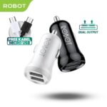 ROBOT Car Charger Casan Cassan Mobil Merk Robot RT-C07 2.4A Dual Port Output USB Car Charger Saver Mobil