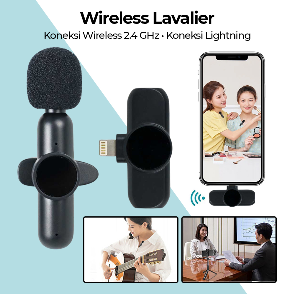 TaffSTUDIO HA85 Single iPhone Wireless Microphone Clip On Lavalier Lightning Mic 2.4GHz Noise Reduction Omnidirectional Mikrofon Nirkabel untuk Vlog Live Streaming Podcast Interview Rekaman Konten Video Jarak 20 Meter - Gambar 2