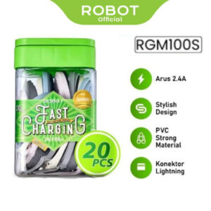TOPLES RGM100S ROBOT Kabel Cable Data Gepeng Robot Micro USB RGM100S Toples 2.4A Fast Charging Murah Original 20pcs