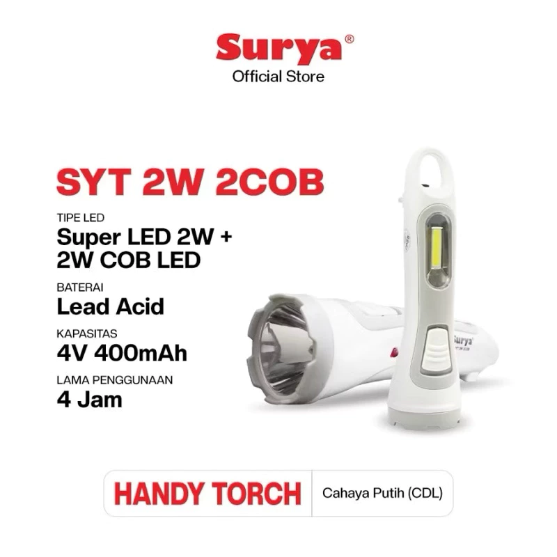Lampu Senter Emergency SYT2W2COB Lampu LED SURYA Lampu Senter Charge LED SYT 2W 2COB SYT2W2COB - Gambar 2