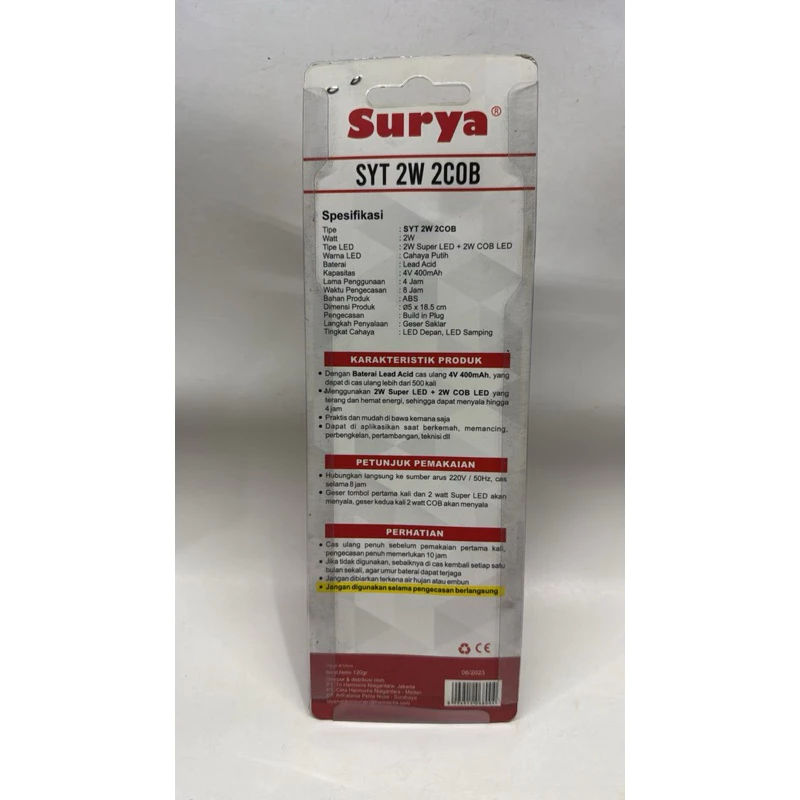 Lampu Senter Emergency SYT2W2COB Lampu LED SURYA Lampu Senter Charge LED SYT 2W 2COB SYT2W2COB - Gambar 4