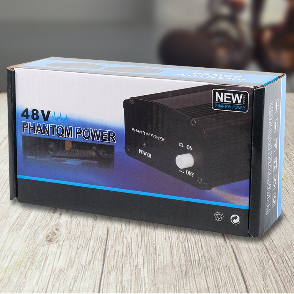 TaffSTUDIO RU-P48V Phantom Power Supply 48V 1 Channel Microphone Condenser XLR Male Female Low Noise Audio Booster Mikrofon Kondenser untuk Recording Podcast Live Streaming Mixer Sound System Studio Rekaman dengan Power Adaptor - Gambar 9