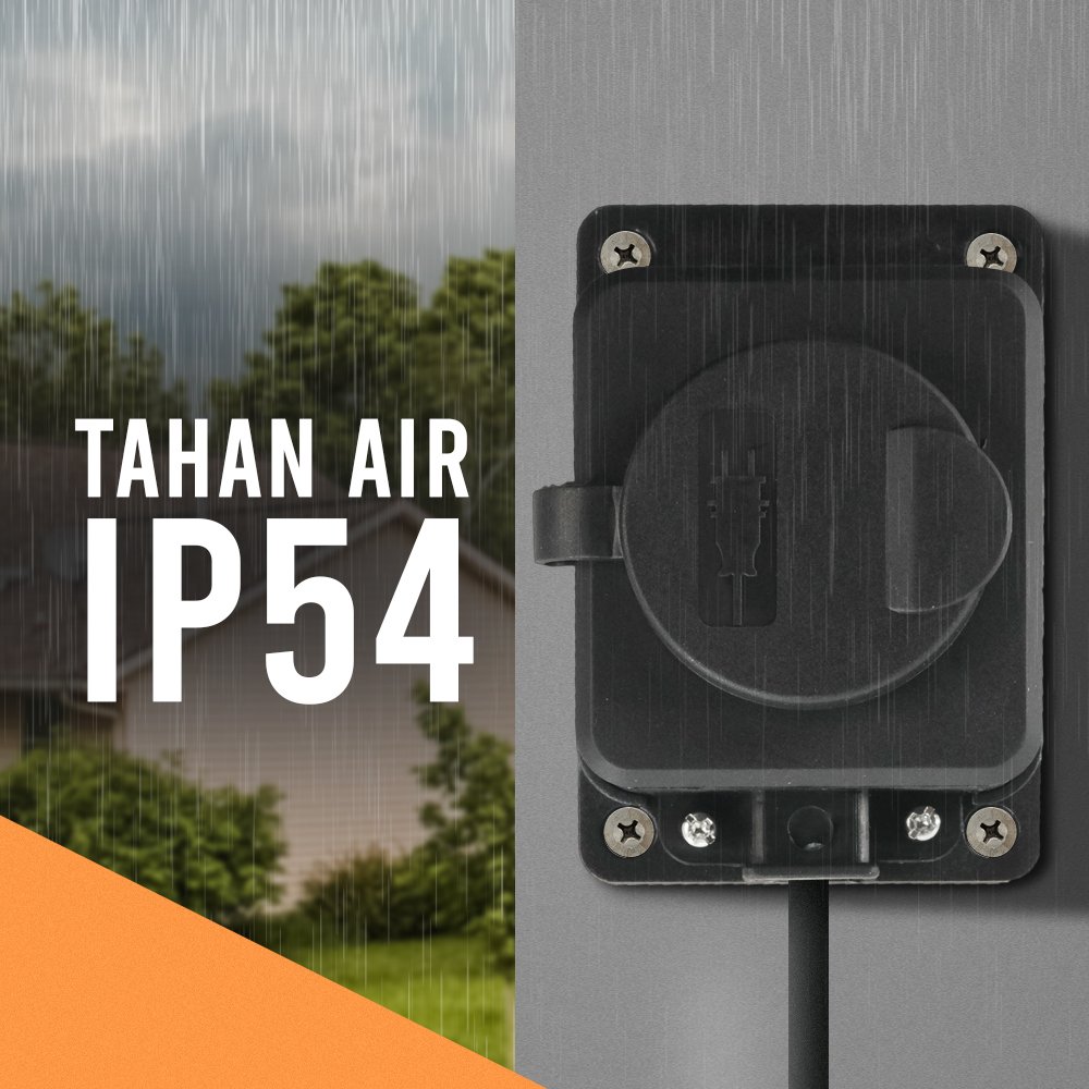 Taffware Stop Kontak Outdoor Waterproof IP54 16A 250V 3500W EU 1 Soket T36 Black, Colokan Listrik Anti Air dengan Penutup Soket, Terminal Dinding untuk Taman Garasi dan Area Rumah serta Peralatan Elektronik - Gambar 5