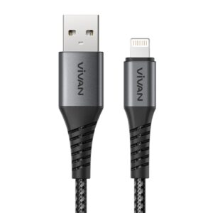 VIVAN VDUAL100 Kabel Cable Data Charger USB to Lightning Iphone Fast Charging 2.4A 1M PD Braided High Density VDUAL100 Garansi 12 Bulan