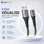 VIVAN VDUAL100 Kabel Data USB To Lightning 2.4A Original - Kabel Charger iPhone iPad Fast Charging 100cm Nylon Braided High Density Solusi Pengisian Daya Stabil Anti Patah Dan Aman Untuk Perangkat Apple Jadi Store Lamongan