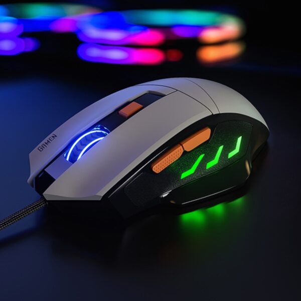 GAMEN GM300 Gaming Mouse Gaming Murah Mous Mause Mose Geming Game Kabel USB PC Komputer Laptop 7200DPI 7200 DPI LED RGB Black