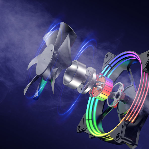 Gamen GCF110 Putih Case Cooling Fan GCF110 Kipas CPU Komputer PC Komputer Lampu RGB Power 12cm 4 pin Gaming - Gambar 2