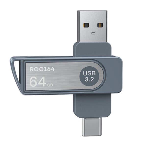 ROBOT ROC164 Flashdisk U-Disk Flash Disk Flash Drive Dual Flesdis 2 in 1 Dual OTG Interface Type-C Type Tipe C Up to 70MB/S USB 3.2 64GB