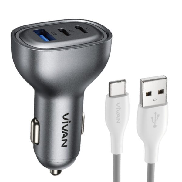 VIVAN CCQ05 Adaptor Car Charger Fast Charging Mobil Type-C Type C Tipe C USB Chargeran Dual Port 24w Fast Charging - Gambar 4