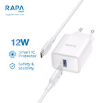 RAPATech CH4131 Travel Charger Power Lite II 12W  Fast Charging dengan Smart IC Protector & Kabel USB-A to Type-C Type C 5V 2.4A