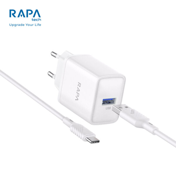 RAPATech CH4131 Travel Charger Power Lite II 12W  Fast Charging dengan Smart IC Protector & Kabel USB-A to Type-C Type C 5V 2.4A - Gambar 3