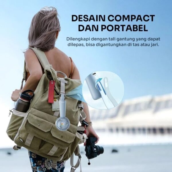 ROBOT RT-BFS2 Kipas Portable Kipas Robot Mini Handy Mini Fan Kipas Blue Gagang Genggam Portable Rechargeable 1200mAh Original Garansi Resmi - Gambar 3