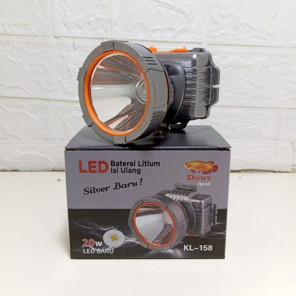 DONY KL-158 Senter Kepala Head Lamp Light Dony KL-158 KL158 KL 158 LED Original Silver 20W Rechargeable Li-Ion 2800mAh - Gambar 4