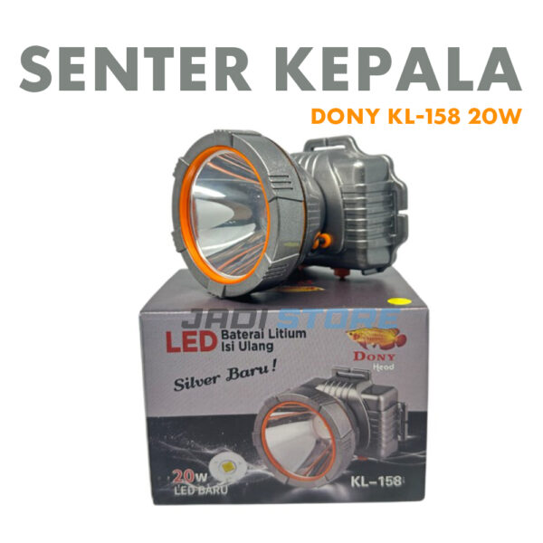 DONY KL-158 Senter Kepala Head Lamp Light Dony KL-158 KL158 KL 158 LED Original Silver 20W Rechargeable Li-Ion 2800mAh