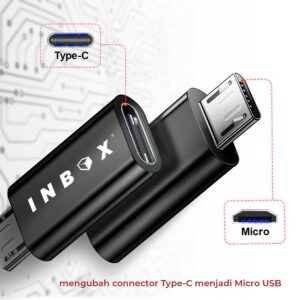 INBOX Konektor Type C To Micro USB Tipe C Type-C To Micro Android Converter Adapter Hitam Male Adaptor Charger
