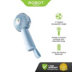 ROBOT RT-BFS2 Kipas Portable Kipas Robot Mini Handy Mini Fan Kipas Blue Gagang Genggam Portable Rechargeable 1200mAh Original Garansi Resmi