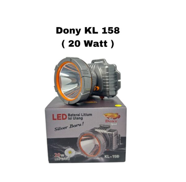 DONY KL-158 Senter Kepala Head Lamp Light Dony KL-158 KL158 KL 158 LED Original Silver 20W Rechargeable Li-Ion 2800mAh - Gambar 3