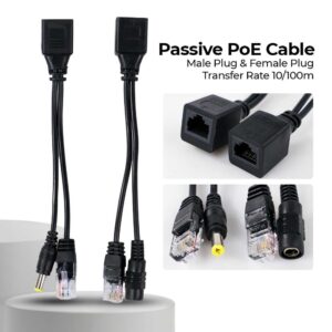 Passive PoE Power Over Ethernet Cable D1350 – Kabel PoE Adapter Injector Splitter Male Female Plug LAN RJ45 Converter Internet untuk Router Access Point CCTV Network 1 Set Sepasang Power Over Ethernet - Gambar 7