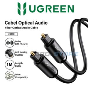 UGREEN Kabel Toslink Optical Audio Digital SPDIF Optik Audio Out Coaxial untuk TV LED ke Speaker Aktif Soundbar Home Theater Receiver Suara Jernih HiFi Surround Support Dolby DTS Konektor Gold Plated Awet Kuat Lentur Original 1 Meter 70890 Black Hitam - Gambar 6