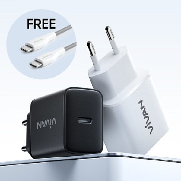 VIVAN C30C Charger PD Type-C Type C Charger Power C30C Putih 30w 3A QC 3.0 With Kable Kabel Cable Data