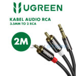 UGREEN 2M Kabel AUX to RCA Kabel Audio Jack 3.5mm to RCA Speaker AUX Male to RCA Male Jack RCA 1 to 2 3.5mm to Dual RCA Untuk PC Amplifier DVD Original Garansi Resmi 2M