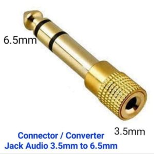 Headphone Jack Adaptor 3.5mm 1/8 ke 6.5mm 1/4 Stereo - PJ1652 Converter Audio Jack 3.5mm Male ke 6.5mm Female Konektor Jack Audio Stereo Adapter Konverter Plug Headphone Speaker Mixer Mic 3.5 to 6.5mm Jack Adaptor Audio Stereo Connector - Gambar 3