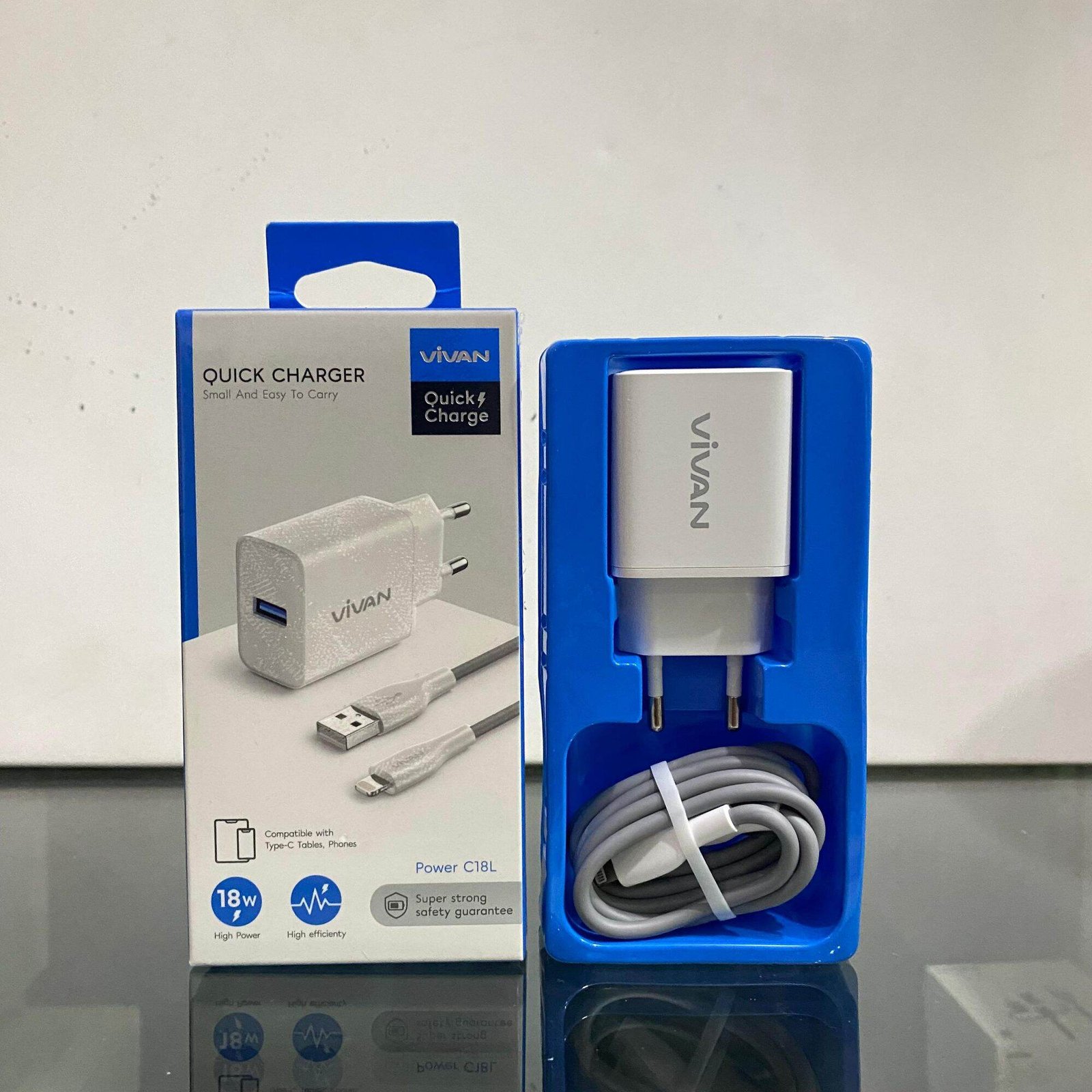 VIVAN C18L Charger Set 18W Original Kepala Adaptor Travel Charger Fast Charging QC 3.0 USB-A Lengkap Kabel Lightning iPhone 3A untuk Pengisian Daya Cepat Stabil Aman dan Efisien Power Adapter VIVAN C18L - Gambar 7