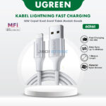 UGREEN Kabel Data Charger USB A to Lightning iPhone 13 iPad Nylon Braided Metal 1M MFi 18W Fast Charging 60161 Kabel Cas Pengisian Cepat Sinkronisasi Data Aman Anti Putus Awet Kualitas Premium Garansi Resmi Jadi Store Lamongan
