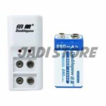 1 Charger 1 Baterai Doublepow Baterai 9v Rechargeable 9 Volt Battery Charger Gitar Kotak Bisa Charger Multitester Multimeter LAN Tester Gitar Elektrik Detektor Asap Mikrofon Wireless Walkie-Talkie Walkie Talkie