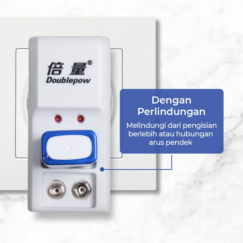 Doublepow 1 Charger 1 Baterai 9V Rechargeable DP-B09 2 Slot dengan Baterai 9V 280mAh untuk Multimeter Multitester LAN Tester Gitar Elektrik Mikrofon Wireless Walkie Talkie Detektor Asap - Gambar 6
